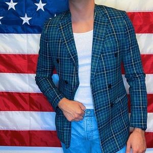 Plaid slim fit blazer size 38